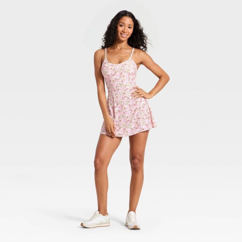 JoyLab - Women's Cinch Back Active Dress - JoyLab Pink Flor Pink